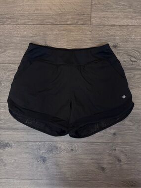 Layers Women’s Black Mesh-Trim Running Shorts